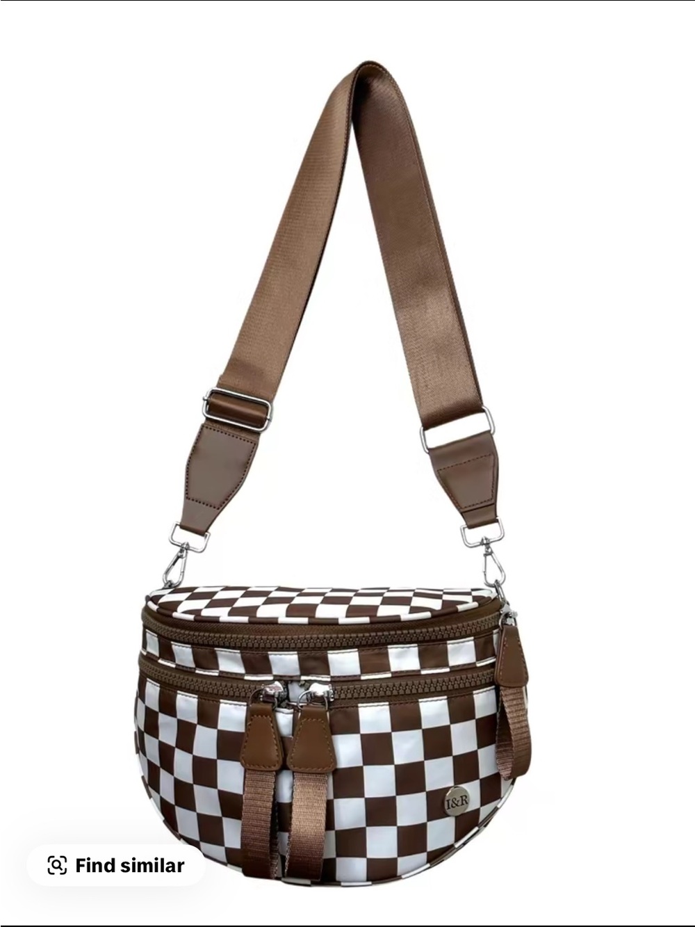 Brown Checkered Crossbody Bag - iris and rainbow